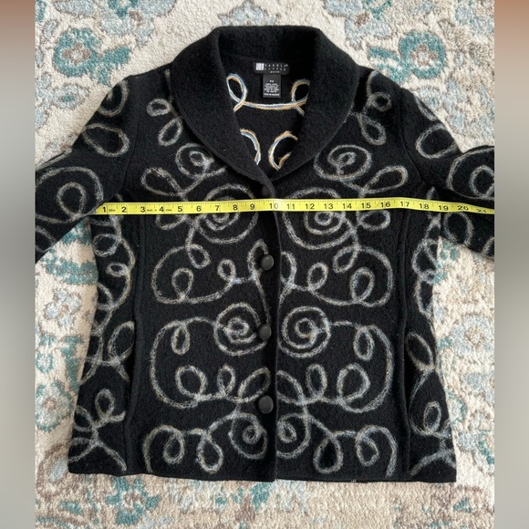 Super unique Carol Little cardigan blazers %100 wool with beautiful swirl design - Picture 6 of 8